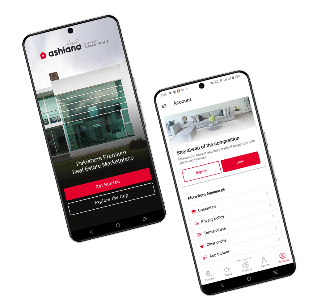 Ashiana.pk mobile apps in ios and playstore.